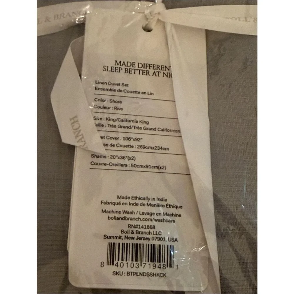 BOLL & BRANCH Linen Duvet Set in Shore